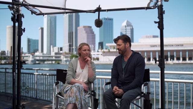 On set with Harry Connick Jr.